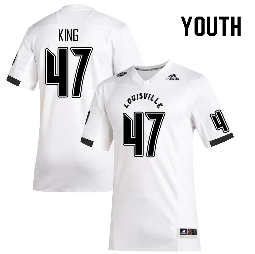 Youth #47 Jaedon King Louisville Cardinals College Football Jerseys Stitched Sale-White - Click Image to Close